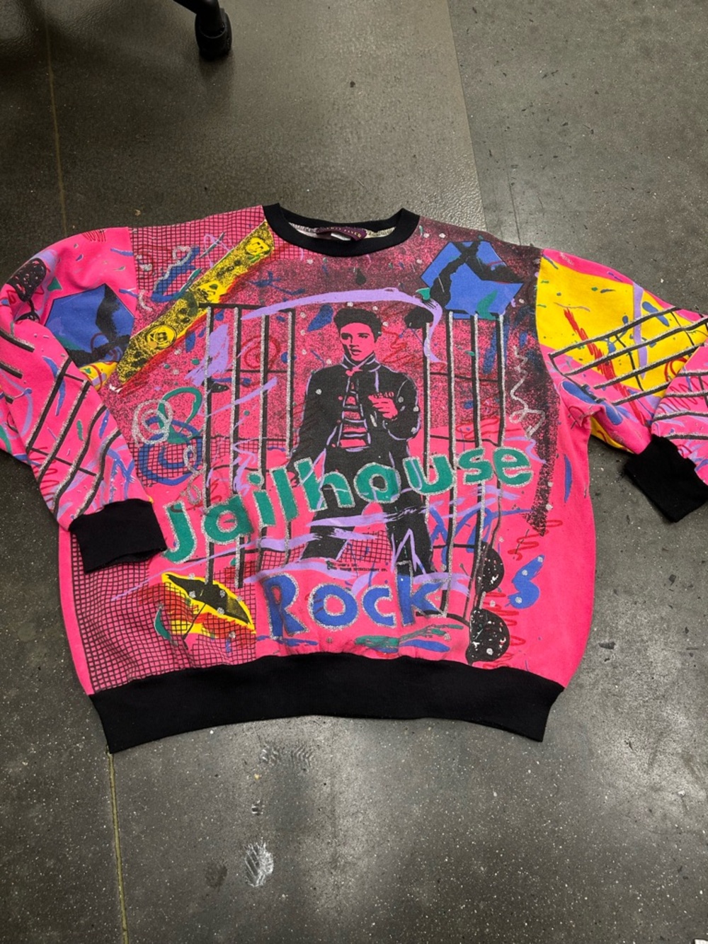 1980s Elvis Presley Jailhouse Rocks Graphic Sweatshirt - Hot Pink sz XL
